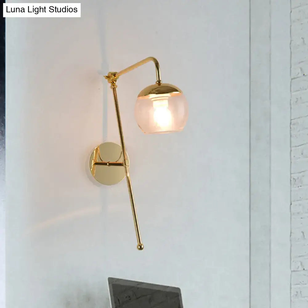 Gold Gooseneck Glass Sconce