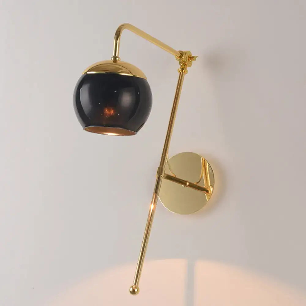 Gold Gooseneck Glass Sconce