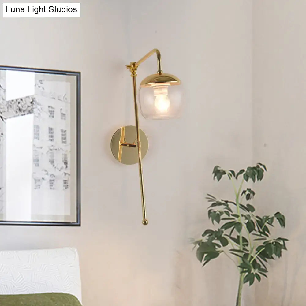 Gold Gooseneck Glass Sconce