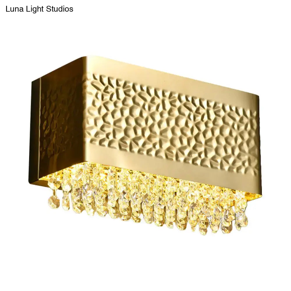 Gold Hammered Rectangle Sconce