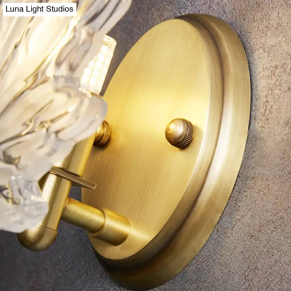 Gold Crystal Maple Leaf Wall Sconce