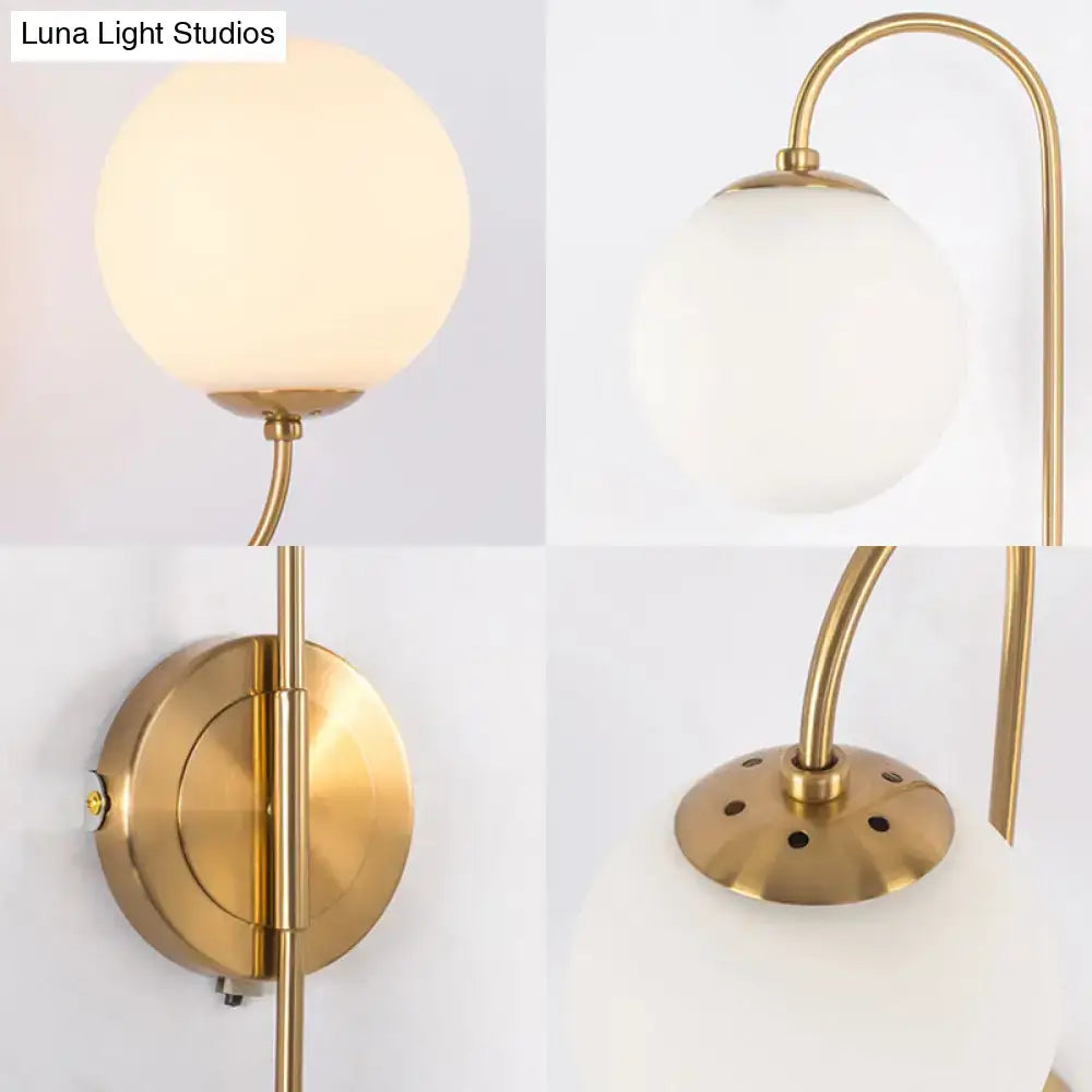 Gold Opal Globe 2-Light Wall Sconce
