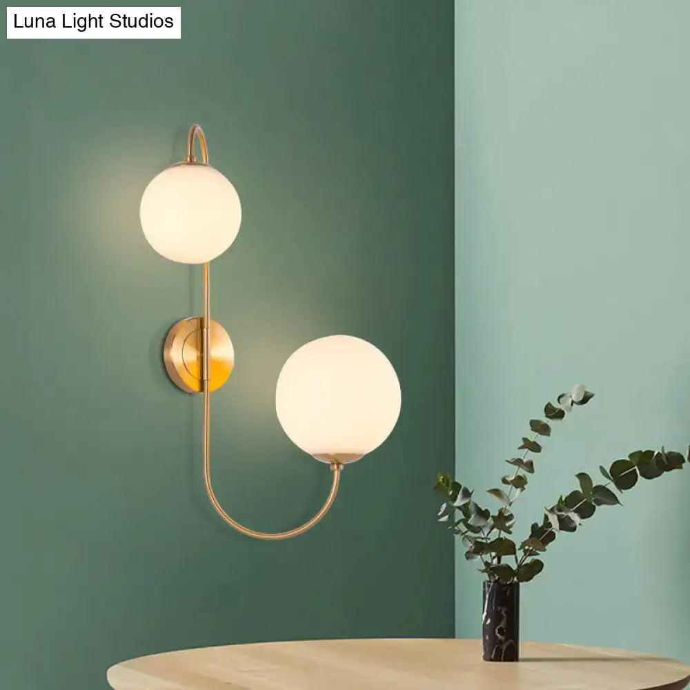 Gold Opal Globe 2-Light Wall Sconce