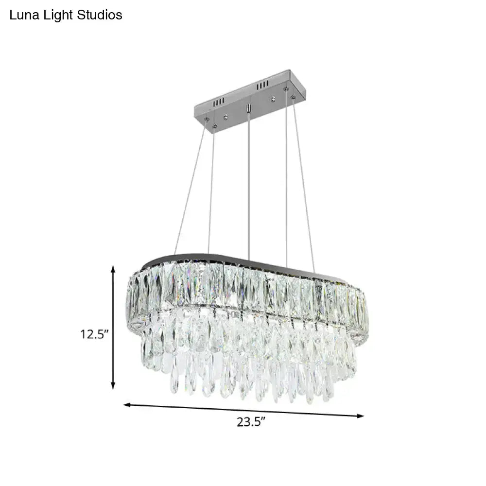 Silver Oval Crystal Pendant
