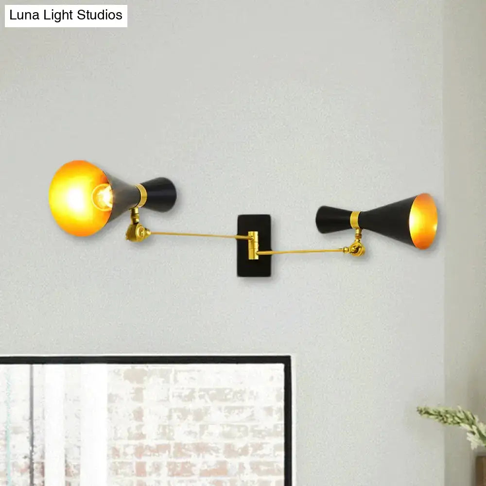 Gold Adjustable Arm 3-Light Wall Sconce