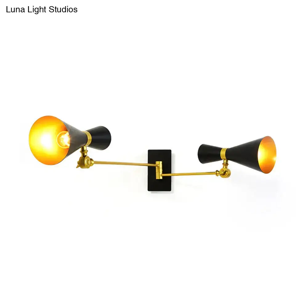 Gold Adjustable Arm 3-Light Wall Sconce
