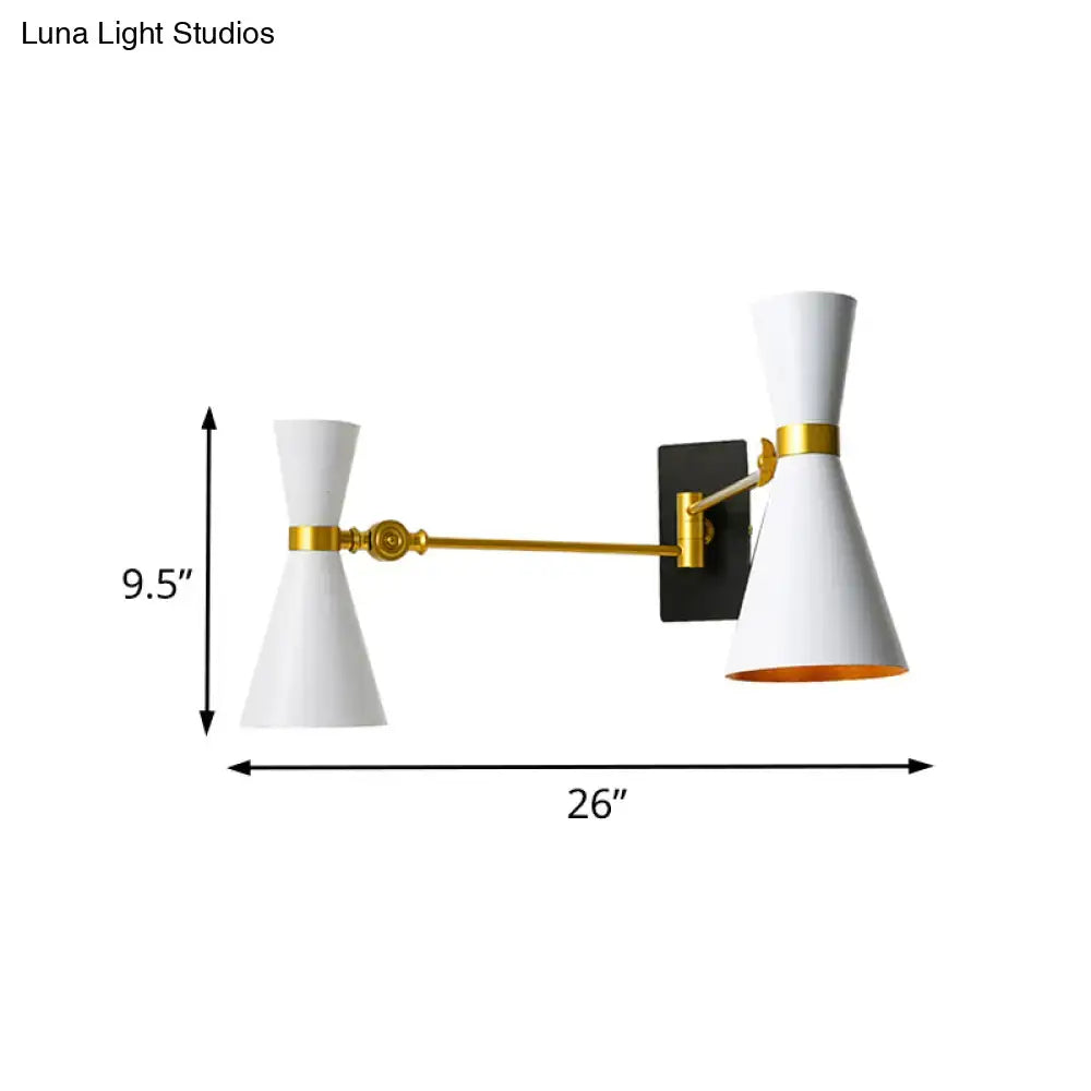 Gold Adjustable Arm 3-Light Wall Sconce