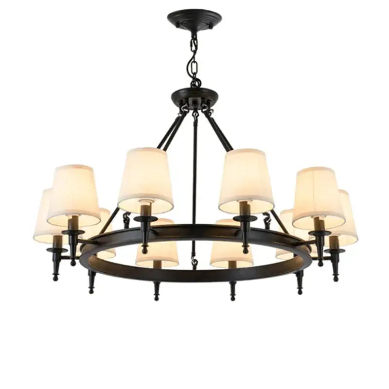 Bronze Fabric Retro 10-Light Chandelier