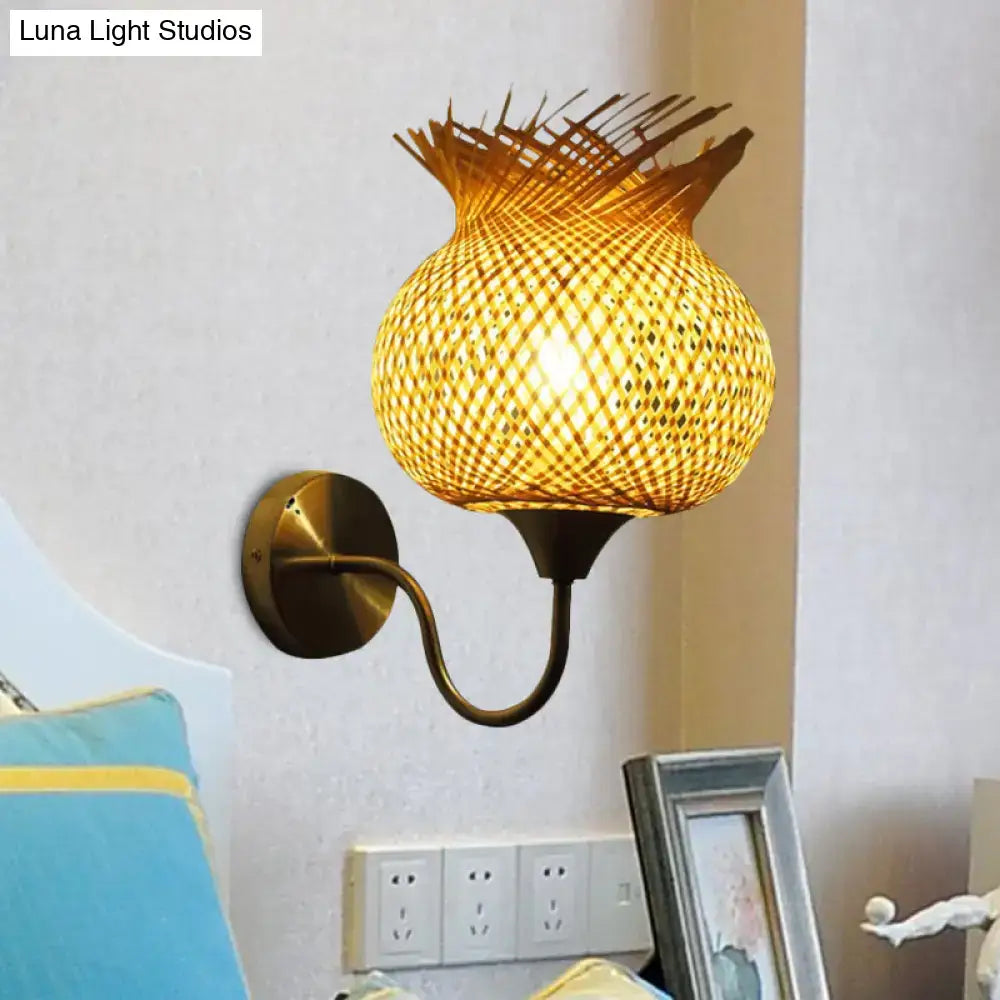 Beige Rattan Wall Sconce