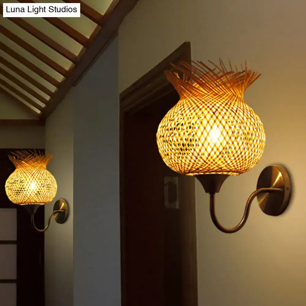 Beige Rattan Wall Sconce