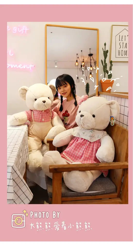 Cream Plaid Plush Toy
