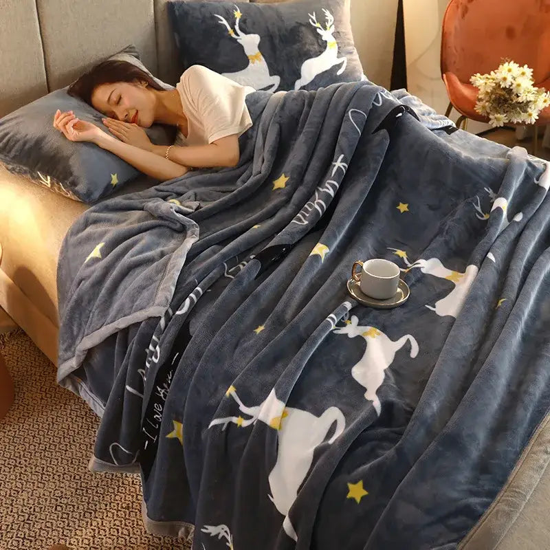 Gray Checkered Fleece Throw
