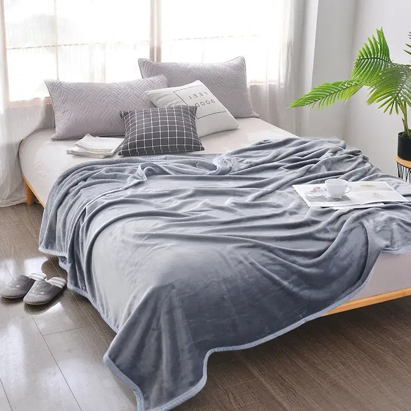 Gray Checkered Fleece Throw