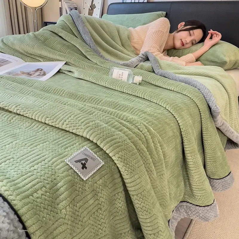 Cream Black Jacquard Blanket