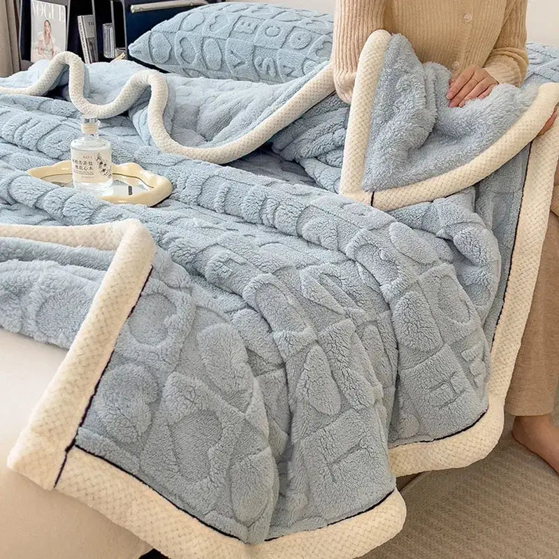 Blue Jacquard Nap Blanket