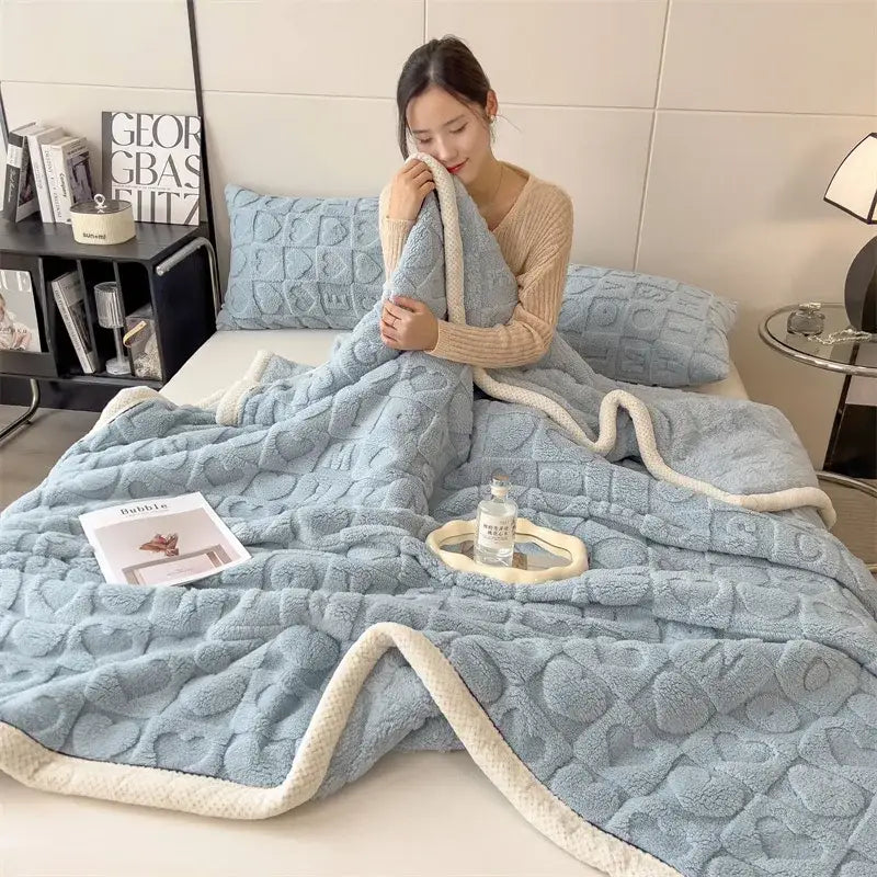 Blue Jacquard Nap Blanket