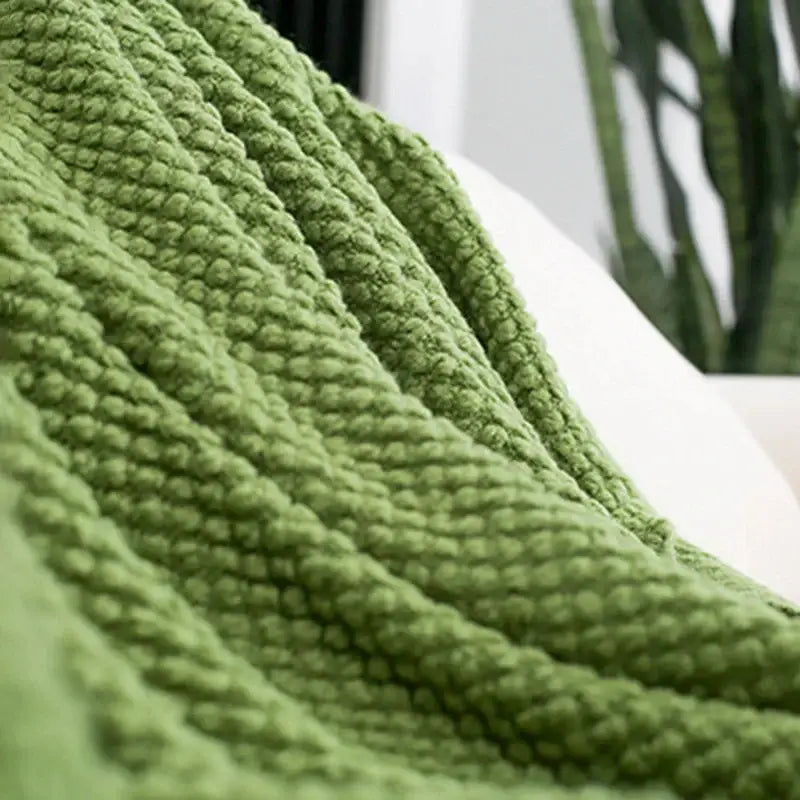 Gray Knitted Tassel Throw