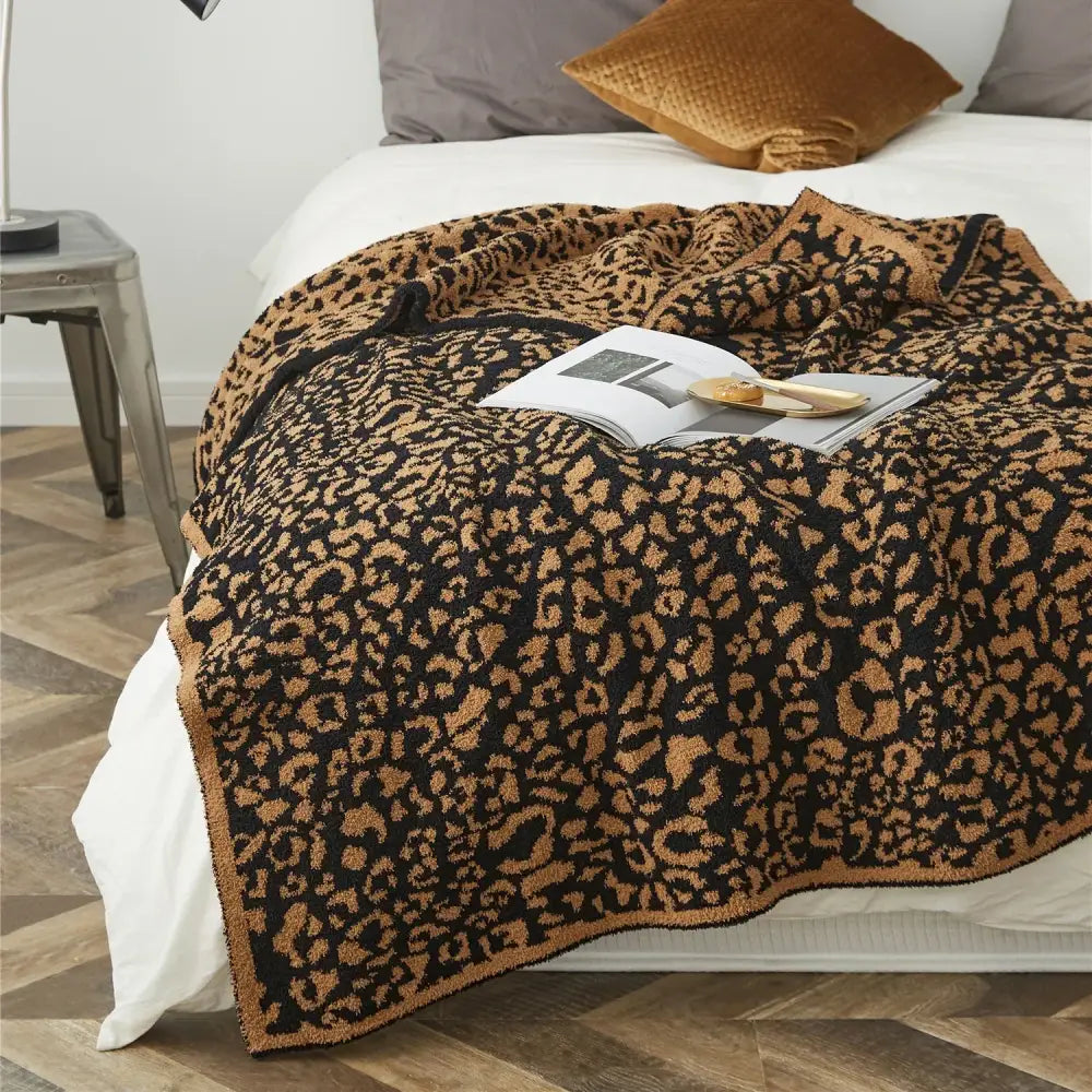 Leopard Print Knitted Throw