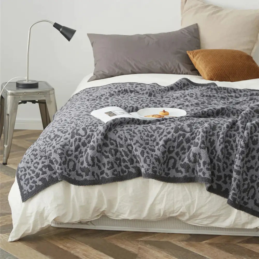 Leopard Print Knitted Throw