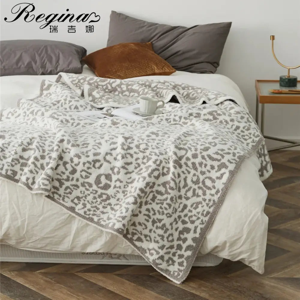 Leopard Print Knitted Throw