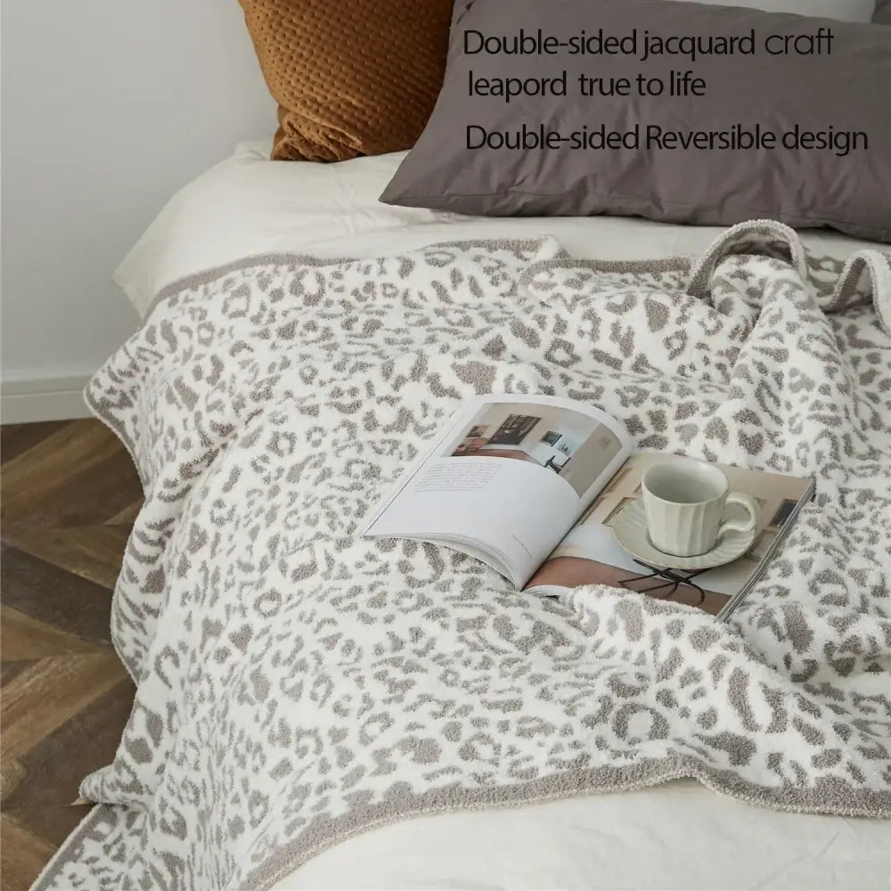 Leopard Print Knitted Throw