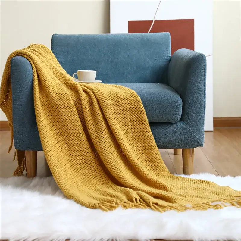 Nordic Knit Tassel Throw