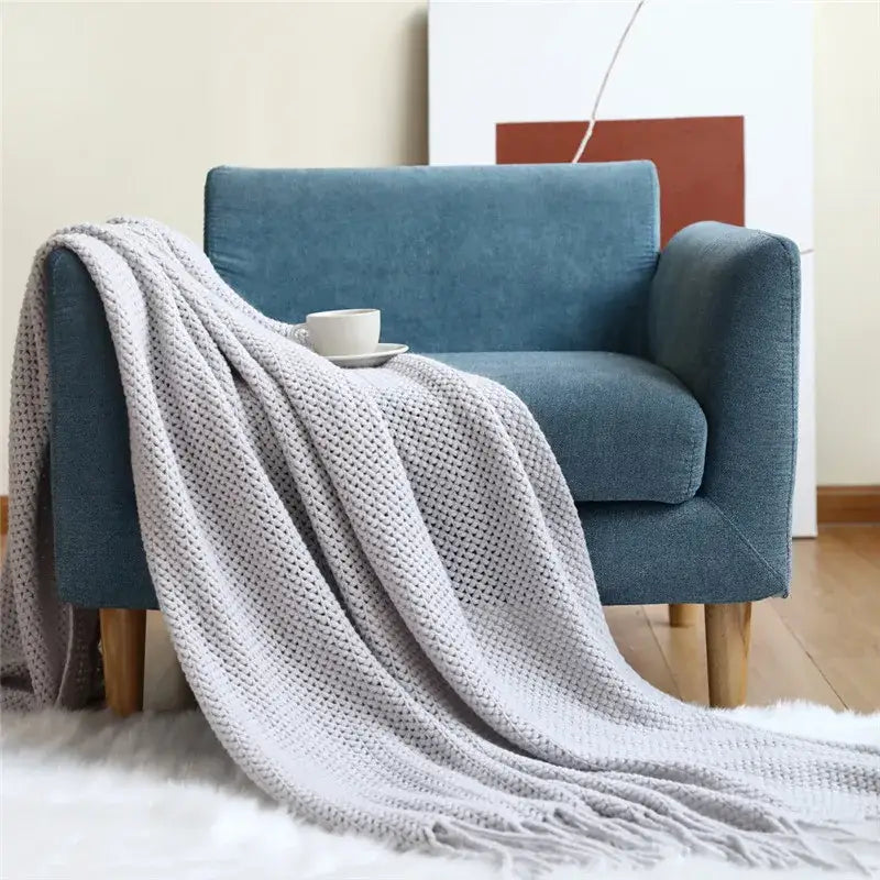 Nordic Knit Tassel Throw