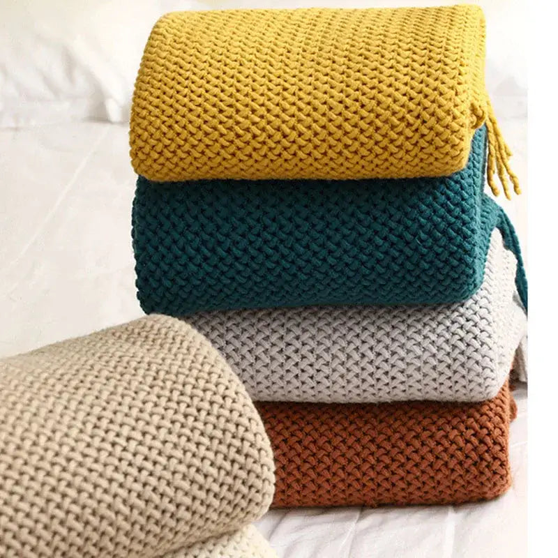 Nordic Knit Tassel Throw