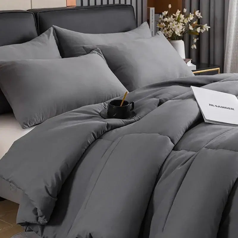 Gray Quilted Duvet Set