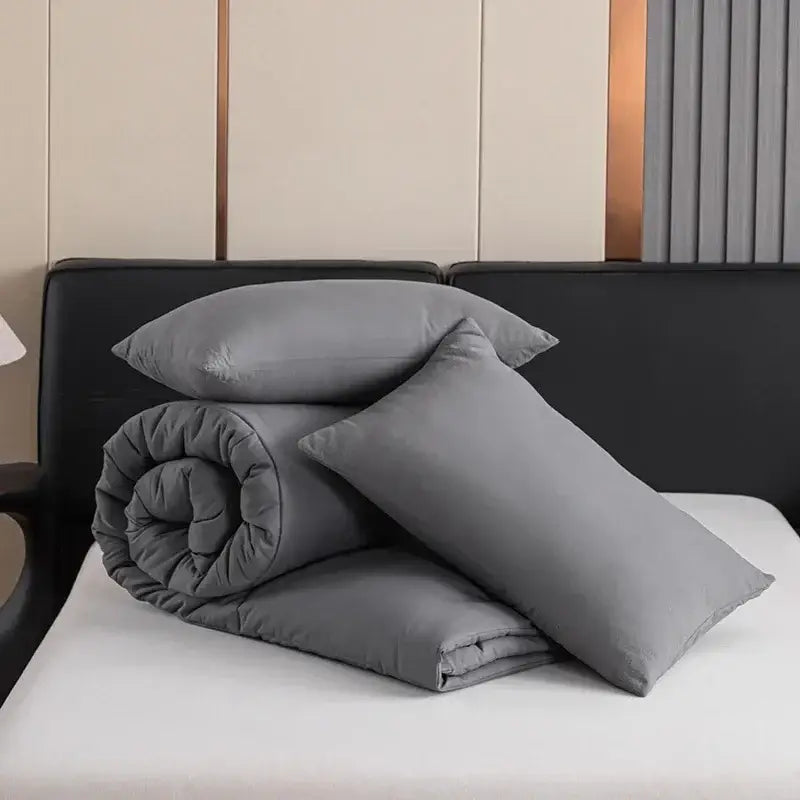 Gray Quilted Duvet Set