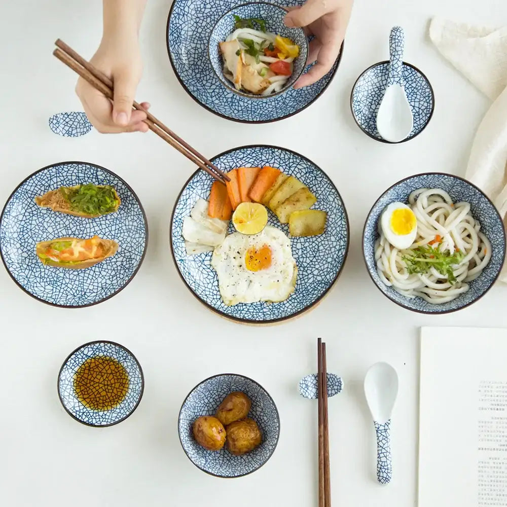 Blue Crackle Ceramic Plates