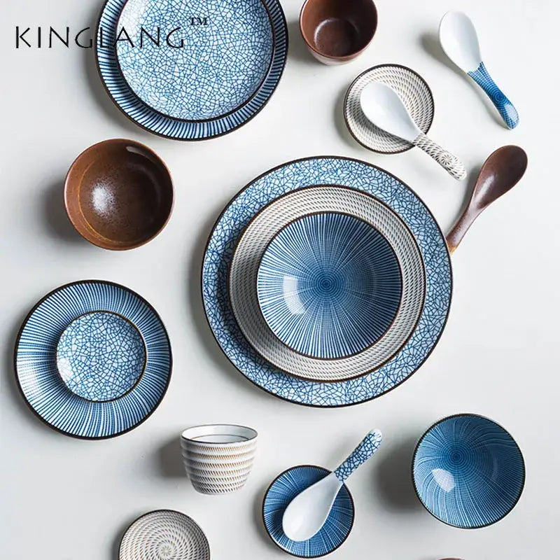 Blue Crackle Ceramic Plates