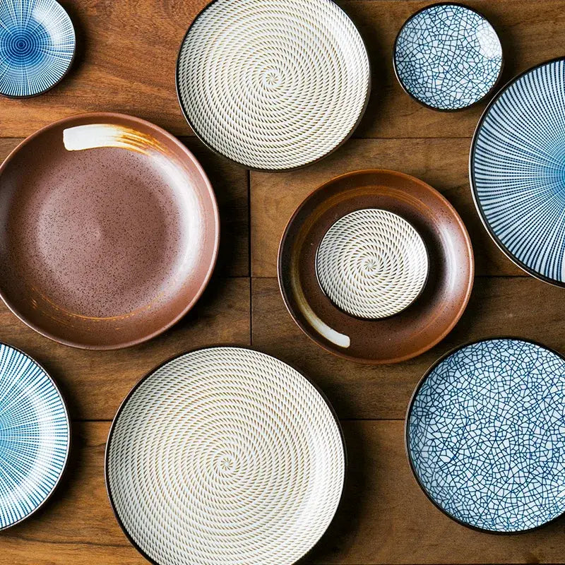 Blue Crackle Ceramic Plates