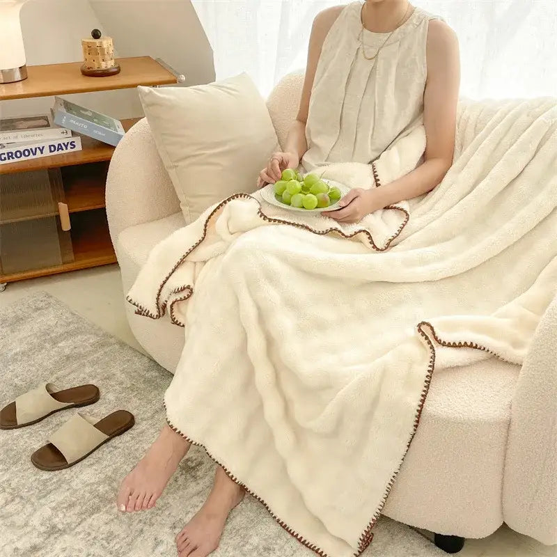 Cream Velvet Sofa Throw