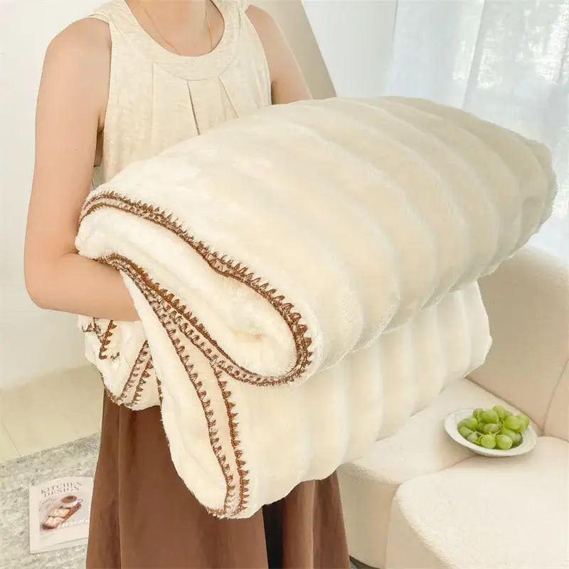 Cream Velvet Sofa Throw