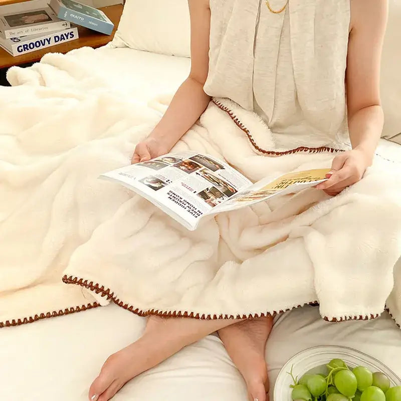 Cream Velvet Sofa Throw