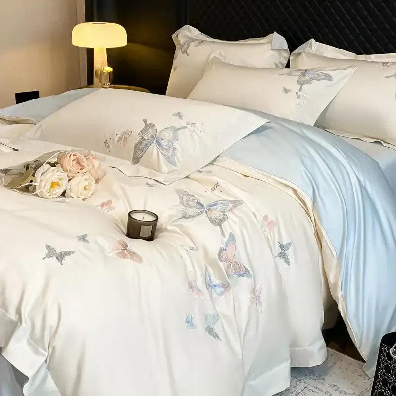 Cream Butterfly Cotton Bedding