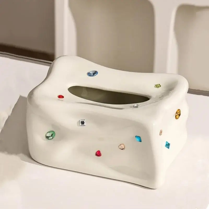 Cream Gemstone Tissue Box