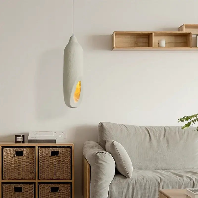 Cream Ceramic Pendant Light Handmade Cement