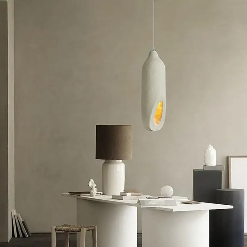 Cream Ceramic Pendant Light Handmade Cement