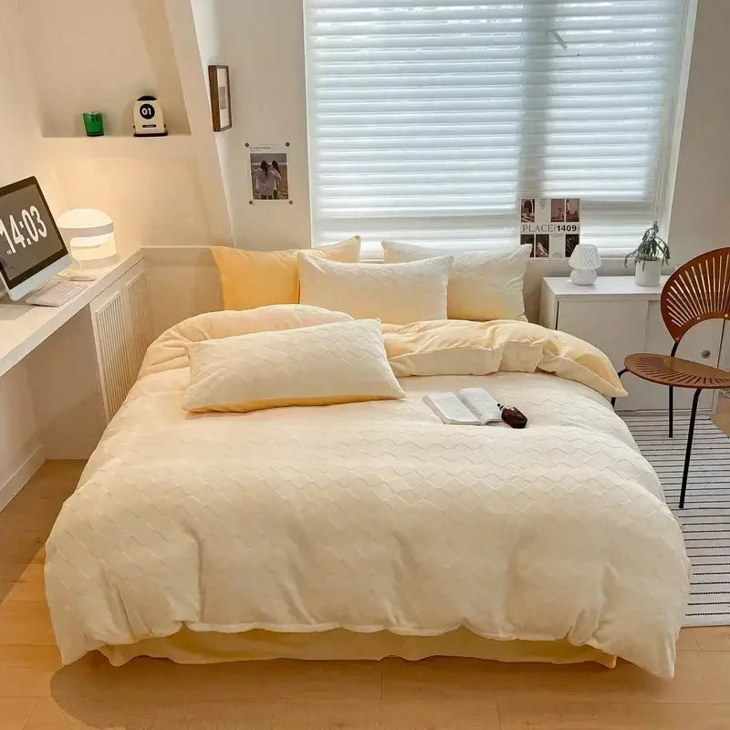 Cream Fleece Bedding Set