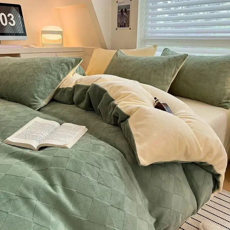Cream Fleece Bedding Set