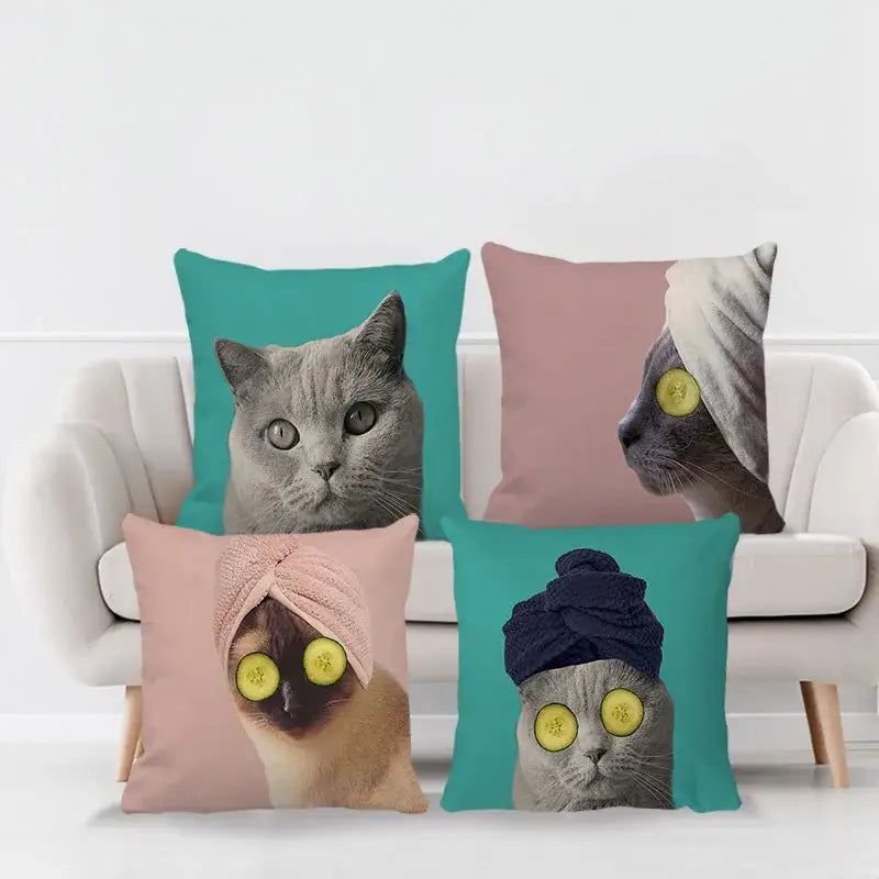 Cat Face Cushion Cover