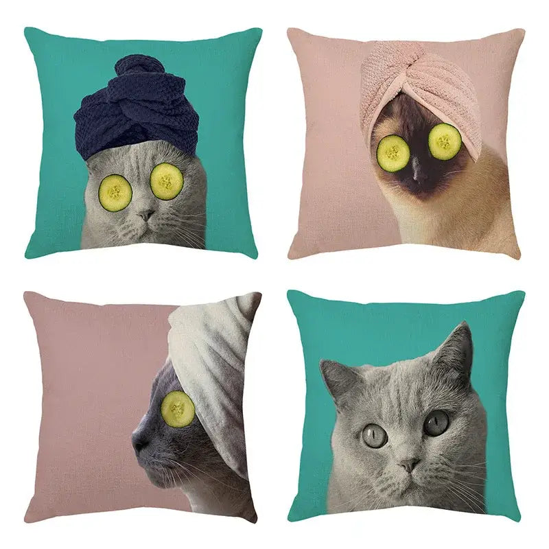 Cat Face Cushion Cover