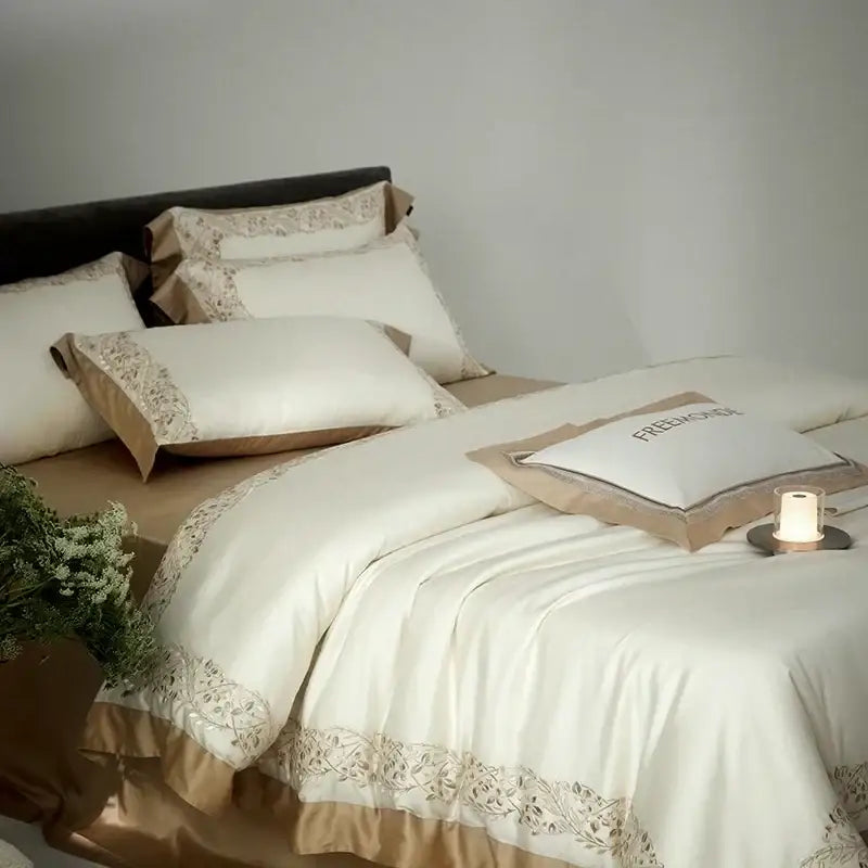 Cream Cotton Duvet Cover With Satin Finish