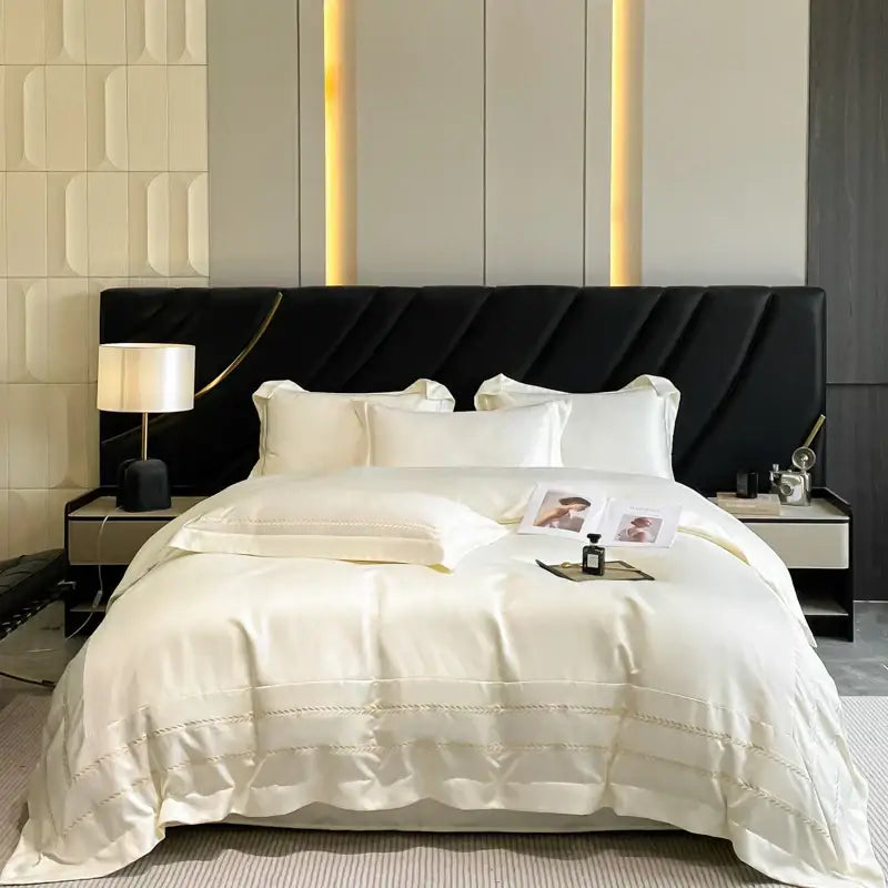 Cream Silk Bedding Set