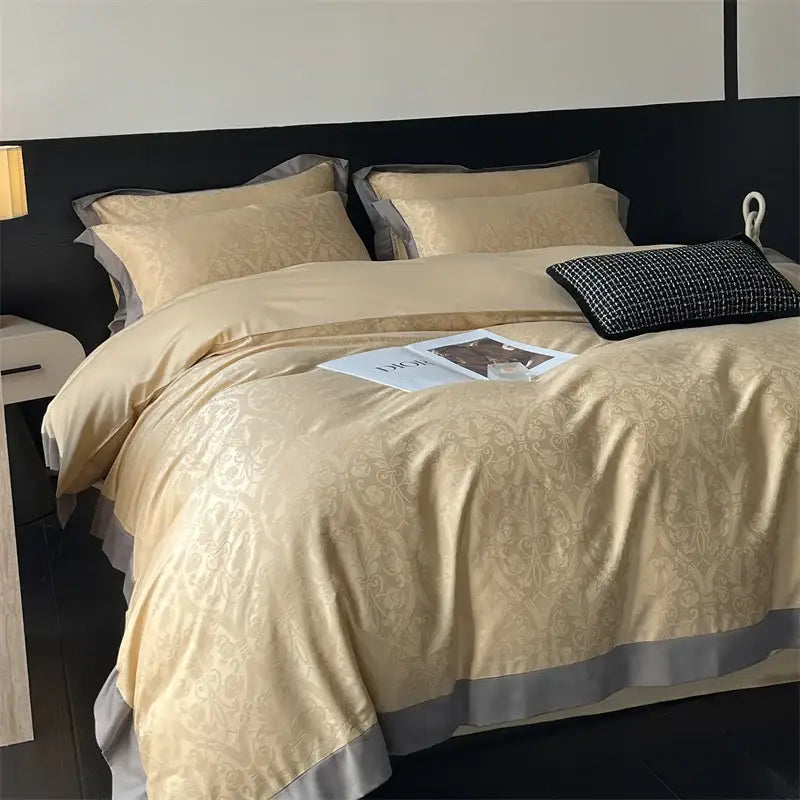Cream Satin Jacquard Bedding