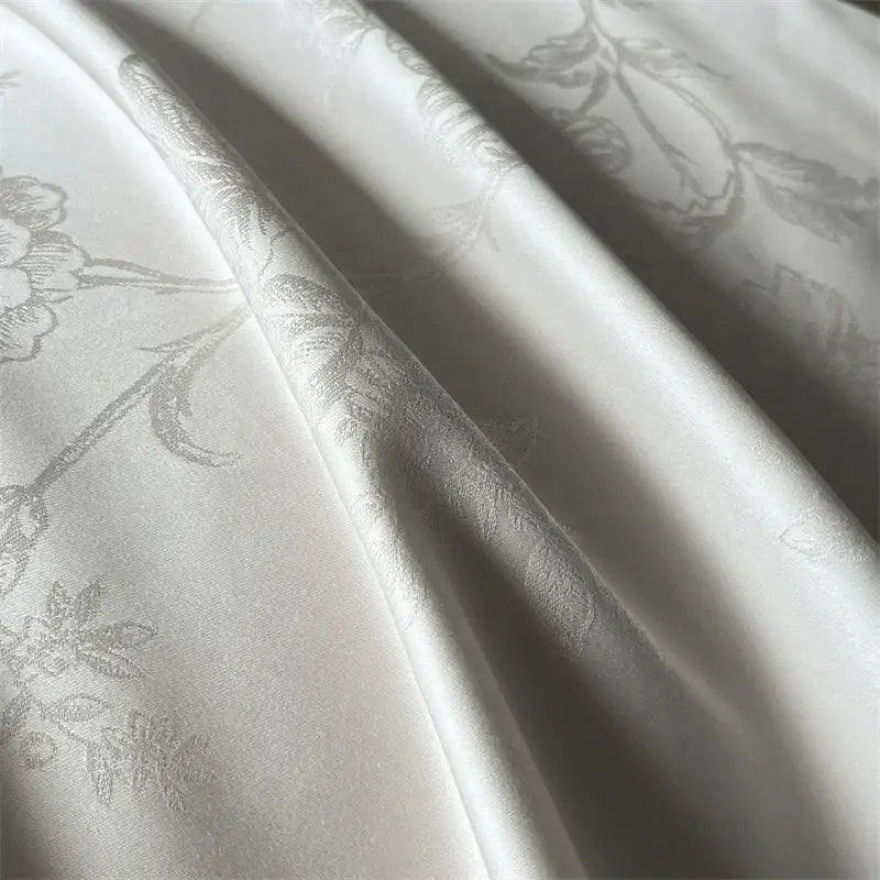 Cream Satin Jacquard Bedding