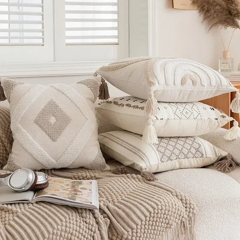 Cream Geometric Pillow 45cm Cover