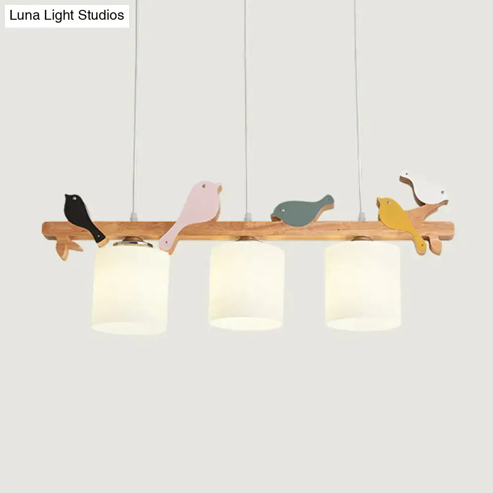 Cream Wood Pendant Light